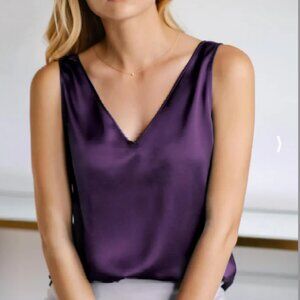 Ravella Luxury silk tank, purple, size Large